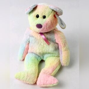 1999 Ty Beanie Baby " Groovy" Colorful Plush Teddy Bear Retired Purple Nose